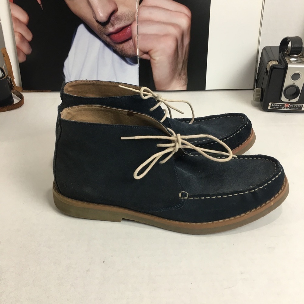 Joseph Abboud Navy Suede Moc Toe Chukka Boots Mens 8.5 - Picture 2 of 8